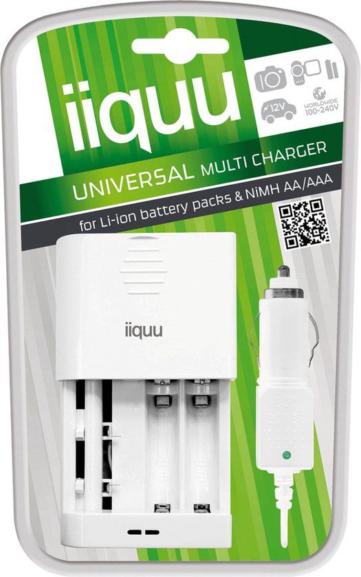 IIQUU Universele Batterijlader voor AA/AAA Camera Accu's - Zwart