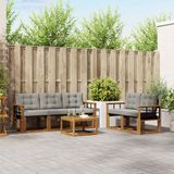 vidaXL - Bank loungeset - 5 zitplaatsen - Acacia hout - Naturel en lichtgrijs