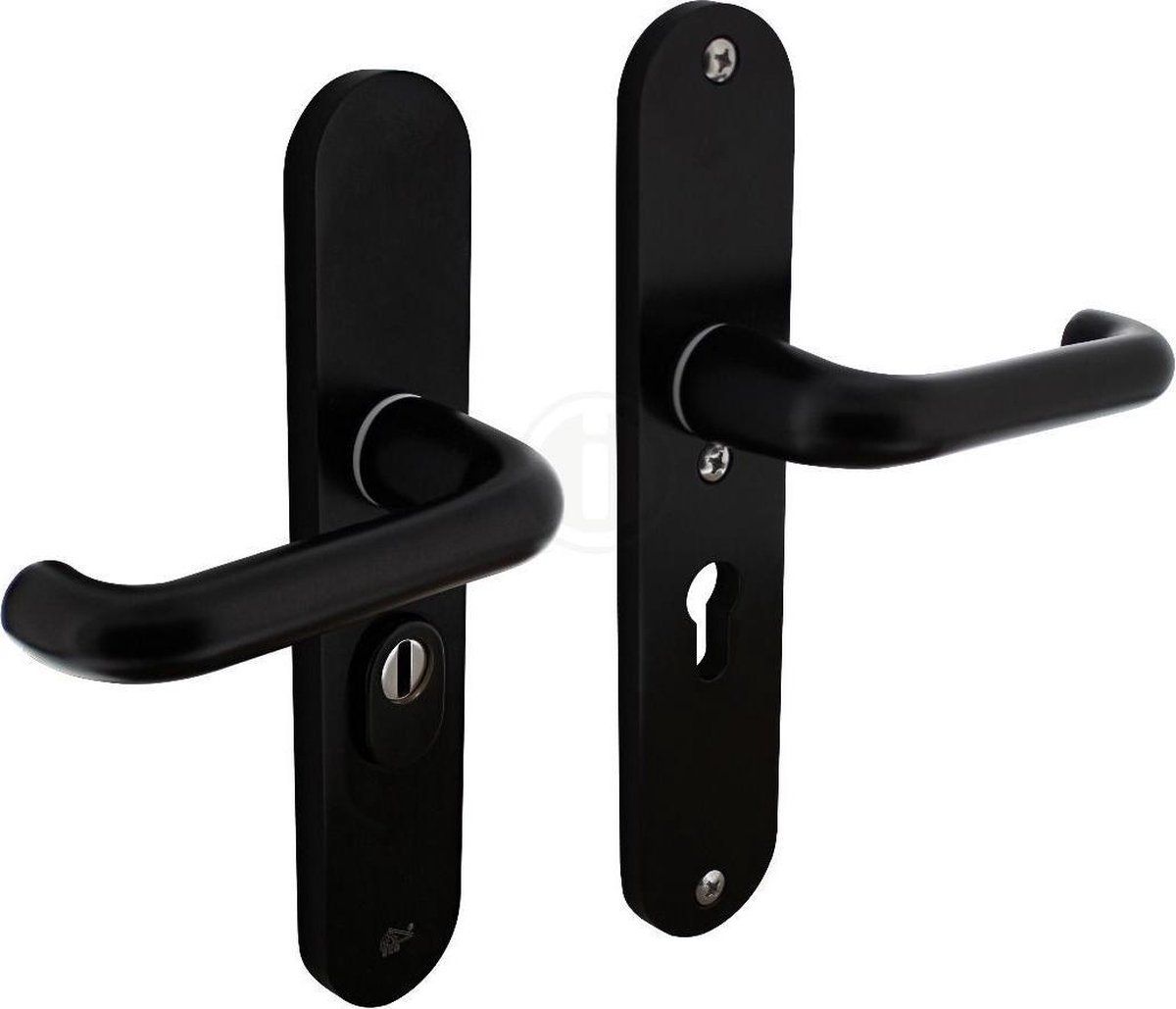 Intersteel Veiligheidsbeslag SKG3 kruk/kruk profielcilinder 72 mm met kerntrekbeveiliging aluminium zwart