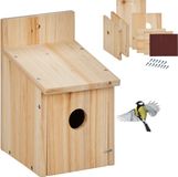 Relaxdays Nestkastje Bouwpakket - Koolmees - Opening 35 mm - DIY - Hout - Hangend