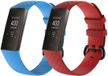 KELERINO Siliconen bandje voor Fitbit Charge 3 - Licht Blauw & Rood - Small