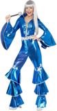 1970s Smiffy Blauwe disco outfit voor vrouwen blauw | maat M ( 40 - 42 )