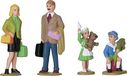 LGB Figuurset familie – L53004, 4x figuren voor modelspoorbaan, 1:22.5, beschilderd, volwassenen, kinderen, decoratie, installatiebouw, spoor G