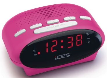 Ices Electronics Ices ICR-210 Klok Roze - Wekkerradio met FM Radio