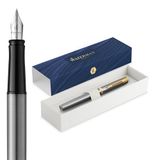 Waterman Impression Vulpen | Fijn Vulstuk met Blauwe Inktvulling | Roestvrij Staal met Goudkleurige Afwerking | Geschenkdoos