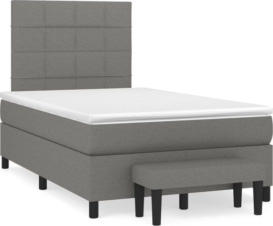 vidaXL Boxspring bed met matras - 120x200 cm - donkergrijs - stof