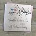 Dochter White Cotton Cards Dochters & schoonzoon 4e trouwverjaardagskaart fruitvogels en boomtak PD193-4