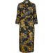 KAFFE Damesshirt met print, maxi-lengte, lange mouwen, V-hals, regular fit, dames, Black Deep