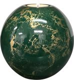 Terroso Mini Urn met kaarshouder - Glas - Handgemaakt - groen/goud - 500ml