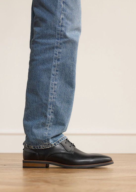 Van Lier Heren Zwarte Nubuck Leren Veterschoenen Maat 41