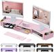 Merkloos Omgoods Dual Monitor Stand Riser Desk Organizer met Lades en Pennenhouders - Computer Monitor Stand in Roze