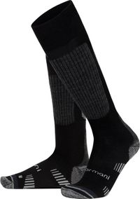 NORMANI 2 chaussettes de randonnée confortables en mérinos jusqu'au genou avec semelle éponge, unisexe, noir, taille 47-50