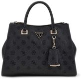 GUESS Cresidia II Society Satchel Black Logo Zwart Handtas