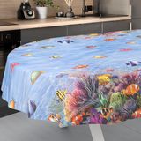 Afwasbaar ANRO Afwasbaar tafelzeil, tuintafelkleed, voor binnen en buiten, ovaal, 200 x 140 cm, snijrand, aquarium