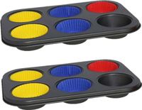 Gerimport Gerim - 2x Muffin/Cupcake Bakvorm - Antraciet - Metaal - 26 x 18 cm