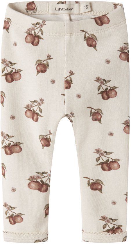Lil' Atelier Baby Legging slim fit biologisch katoen gebloemd Turtledove