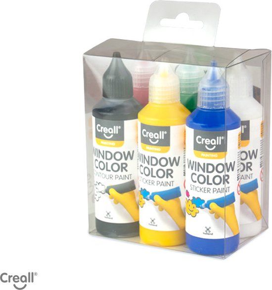Creall Raamstickerverf - 6 x 80ml - Multicolor