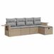 vidaXL 5-delige Loungeset met kussens, poly rattan, beige