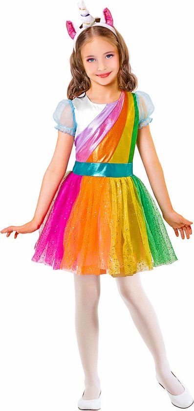 WIDMANN Regenboog Eenhoorn Kostuum Meisjes - Maat 116 (4-5 jaar)