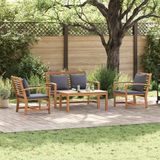 vidaXL Tuinbank Set 4-persoons Naturel Massief Teakhout
