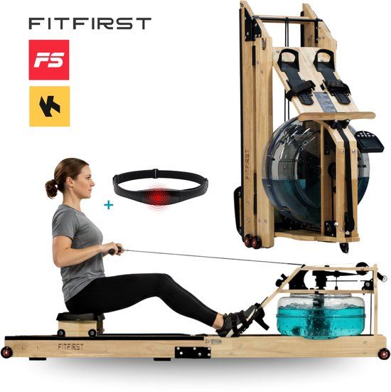 FitFirst Roeitrainer met Waterweerstand | Inklapbaar | Ergometer met Apps en Hartslagband
