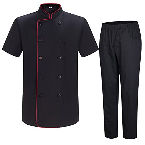 MISEMIYA - Men's Chef Jacket and Pants - Black - Size S