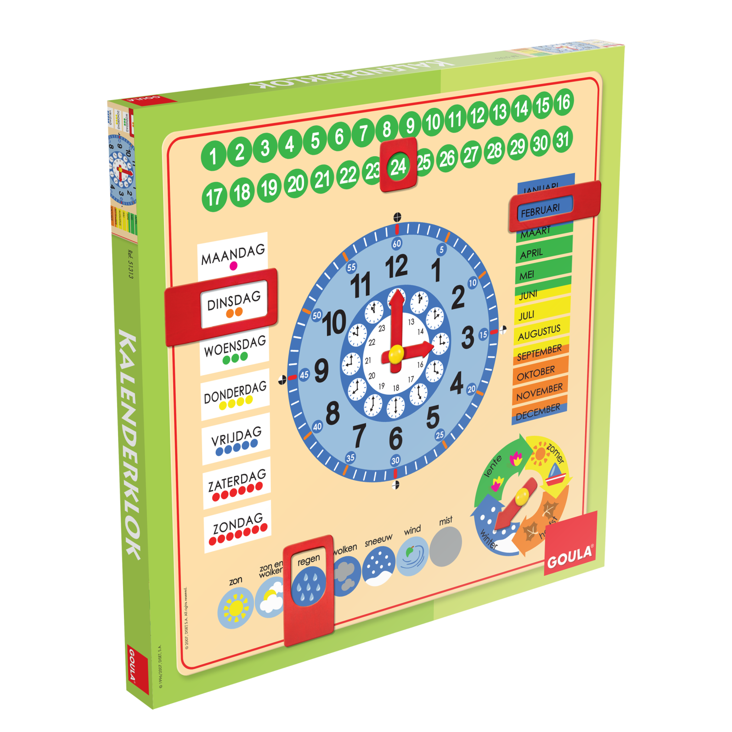 Goula Kalenderklok - Educatief speelgoed - Hout - Multi