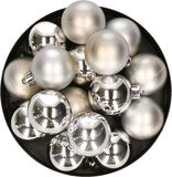 Decoris kleine kerstballen - 32x st - zilver - 4 cm - kunststof - kerstversiering