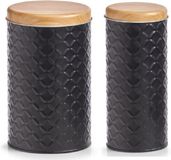 Zeller - Pot de conservation pour cuisine 2x - noir/bambou - Contenance 680/2000 ml