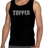 Bellatio Decorations Shoppartners Bv Glitter Topper tanktop zwart met steentjes/ rhinestones voor heren - Glitter kleding/ foute party outfit XL