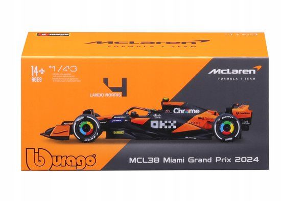 Bburago McLaren F1 MCL38 1:43 Schaalmodel met Helm