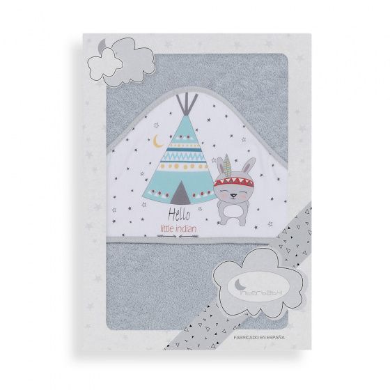 Interbaby badhanddoek tipitent junior 100 x 100 cm katoen grijs
