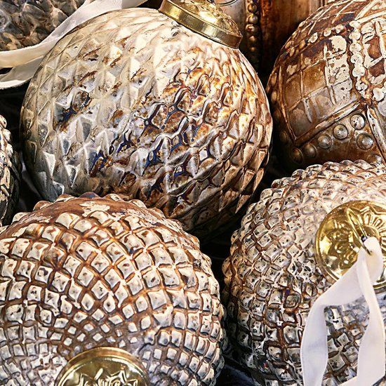 LOBERON Kerstversiering set van 8 Silverlake zilverkleurig
