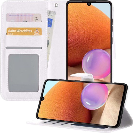 BTH Samsung Galaxy A32 5G Book Case - White - Wallet Case with Card Slots