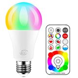 iLC, LED-gekleurde lampen, 70W equivalent, RGBW-lamp Edison gekleurde lamp kleurwisselende lampen - 120 kleuren RGBW - 10 watt E27-fitting LED-lampen - draadloze afstandsbediening inbegrepen