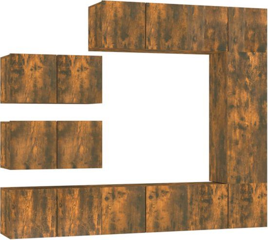 vidaXL 8-delige Tv-meubelset bewerkt hout gerookt eikenkleurig