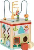 Jungle Friends Cube d'activités - Bois certifié - 5 surfaces de jeu - Âge 1+