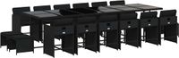 vidaXL Ensemble de jardin 17 pièces avec coussins, noir, polyrotin