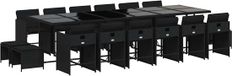 vidaXL Ensemble de jardin 17 pièces avec coussins, noir, polyrotin
