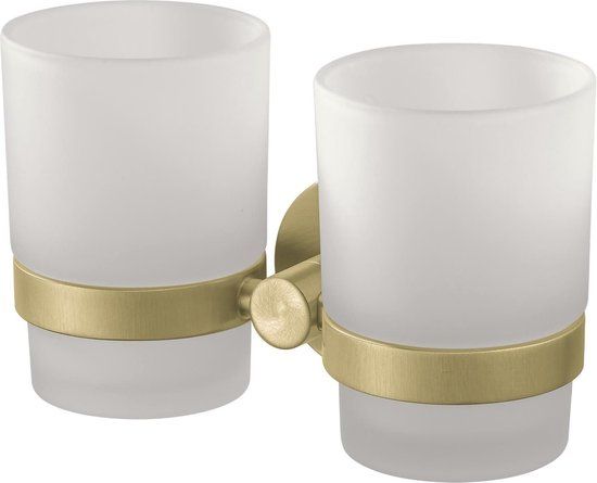 Haceka Kosmos Dubbele Bekerhouder Geborsteld Goud - RVS - 2 jaar garantie