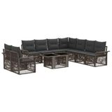 vidaXL Tuinbank Set 10 st Grijs en Donkergrijs poly rattan