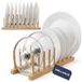 WELLHAUS Porte-assiettes en bambou, organisateur avec support, 8 compartiments, 35,5 cm