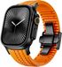 Strap-it Premium silicone band - luxe siliconen bandje geschikt voor Series Apple Watch 1/2/3/4/5/6/8/9/10/11/SE(2-3)/Ultra(2-3) - Hoogwaardig iWatch bandje voor grote maten 44mm / 45mm / 46mm / 49mm (oranje)