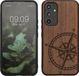 kwmobile telefoonhoesje geschikt voor Samsung Galaxy A54 5G - Houten hoesje met bumper - Donkerbruin Vintage Kompas design