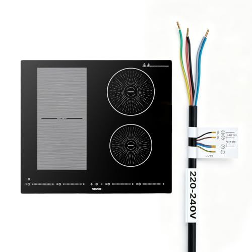 VEVOR 4-zone inductiekookplaat, inbouw inductiekookplaat, 7200 W, 9 vermogensniveaus, LED-touchscreen, glaskeramisch oppervlak en kinderbeveiliging, voor keuken en camper