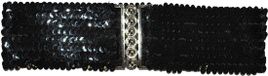 Funny Fashion Carnaval verkleed dames riem - zwart pailletten - 108 x 8 cm - kunststof - disco/glitter and Glamour