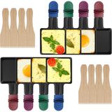 Merkloos Raclette Raclettepannetjes - Vierkant - Anti-aanbaklaag - 8 stuks - Met houten schrapers