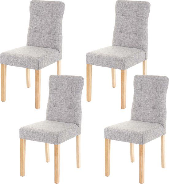 MCW Eetkamerstoelen Set van 4 - Stof/Textiel Grijs, Lichte Poten