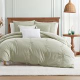 Peri Home Bow Beddengoed Dekbedovertrek Cottage Core Vintage Country 100% Katoen 2-delige Set, Twin, Groene Sasha Strikken