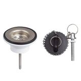 Wirquin 30723119 afvoergarnituur voor wastafel, kunststof, met stopsluiting | Ketting 25 cm met ring, waterdicht, eenvoudige installatie, onderhoudsvriendelijk, verchroomd